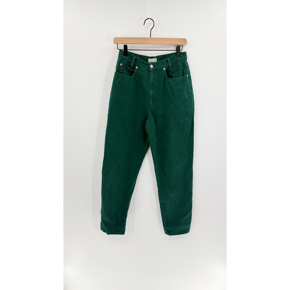 Vintage 90s Skoozi Denim Mom Jeans Sz 9 Green High Waisted Gorpcore Made in USA